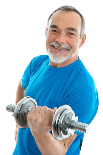 Senior Man Holding a Weight